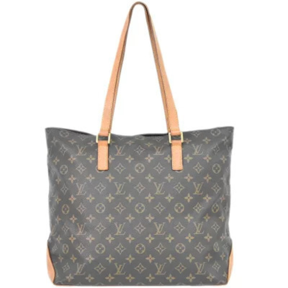 Louis Vuitton LV Cabas Mezzo Monogram Tote Shoulder Bag Canvas Leather Brown